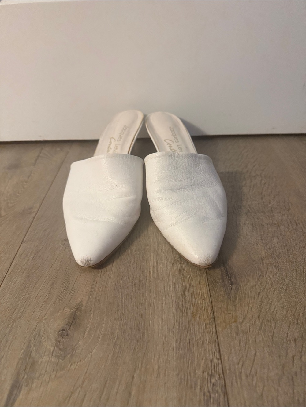 Vintage White Leather Pointed Toe Mule - Unbranded
